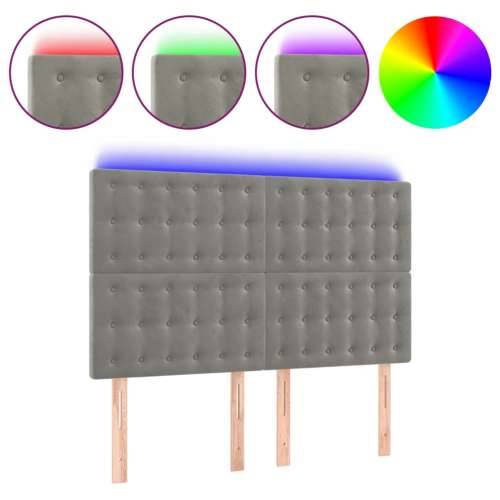 LED uzglavlje svjetlosivo 144x5x118/128 cm baršunasto - Svjetlosiva 144 x 5 x 118/128 cm 1 Cijena
