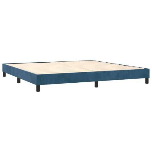 Krevet box spring s madracem LED tamnoplavi 200x200 cm baršun - Tamno plava 200 x 200 cm Okomite pruge Cijena