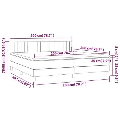 Krevet box spring s madracem LED tamnoplavi 200x200 cm baršun - Tamno plava 200 x 200 cm Okomite pruge Cijena