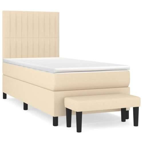 Krevet s oprugama i madracem krem 90 x 190 cm od tkanine - Krema 90 x 190 cm Okomite pruge Cijena