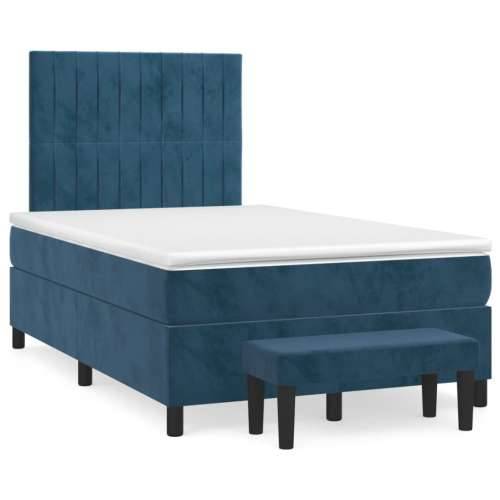 Box spring krevet s madracem tamnoplavi 120 x 200 cm baršunasti - Tamno plava 120 x 200 cm Okomite pruge Cijena