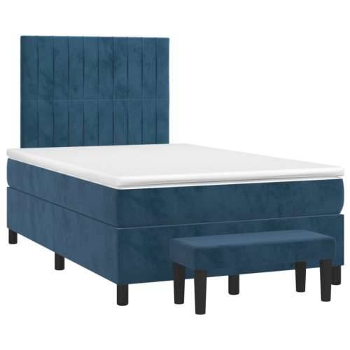 Box spring krevet s madracem tamnoplavi 120 x 200 cm baršunasti - Tamno plava 120 x 200 cm Okomite pruge Cijena