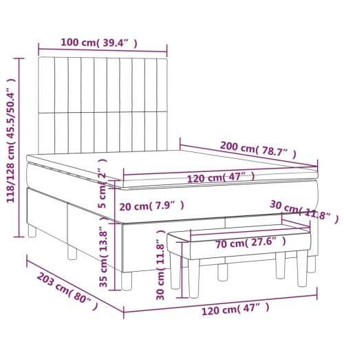Box spring krevet s madracem tamnoplavi 120 x 200 cm baršunasti - Tamno plava 120 x 200 cm Okomite pruge Cijena