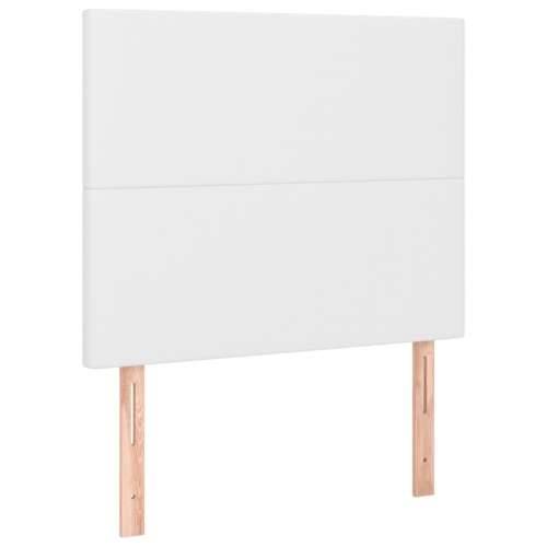 Krevet box spring s madracem LED bijeli 90x200 cm umjetna koža - Bijela 90 x 200 cm Gladak dizajn Cijena