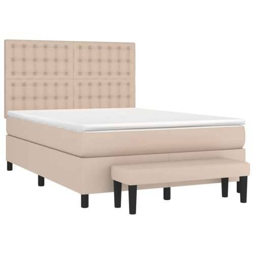 Krevet s oprugama i madrac cappuccino 140x190cm od umjetne kože - Boja cappuccina 140 x 190 cm gumbi Cijena