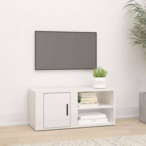 TV ormarić sjajni bijeli 80 x 31,5 x 36 cm konstruirano drvo - Visoko sjajno bijela 1 Cijena