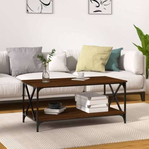 Stolić za kavu smeđi 100x50x45 cm konstruirano drvo i željezo - Smeđi hrast 1 100 cm 50 cm Cijena
