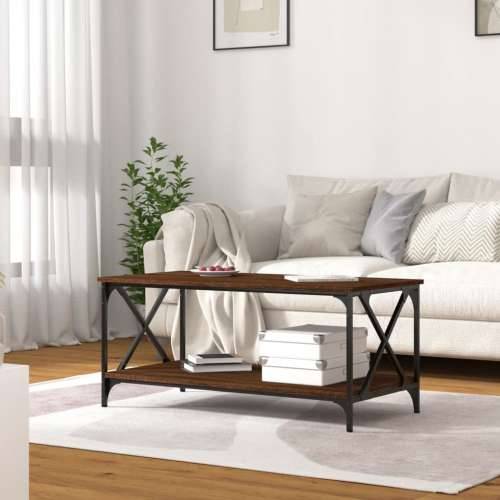 Stolić za kavu smeđi 100x50x45 cm konstruirano drvo i željezo - Smeđi hrast 1 100 cm 50 cm Cijena