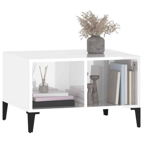 Stolić za kavu sjajni bijeli 60x50x36,5 cm konstruirano drvo - Visoko sjajno bijela 1 Cijena