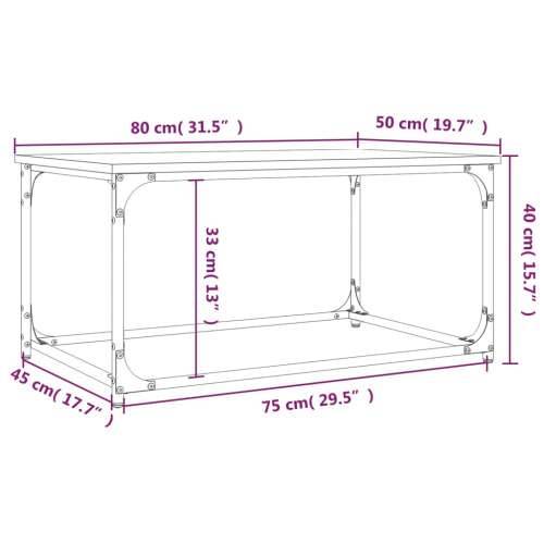 Stolić za kavu smeđa boja hrasta 80x50x40 cm od drva i željeza - Smeđi hrast 1 80 cm Cijena