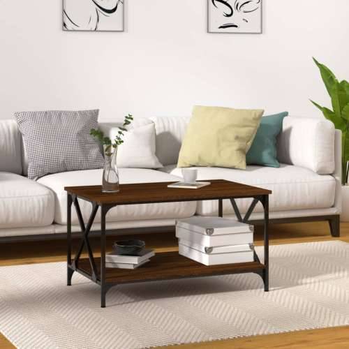 Stolić za kavu smeđi 80x50x45 cm konstruirano drvo i željezo - Smeđi hrast 1 80 cm 50 cm Cijena