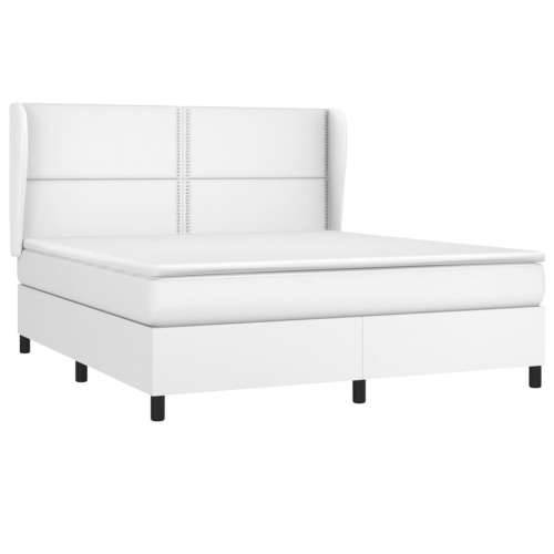 Krevet s oprugama i madracem bijeli 160x200 cm od umjetne kože - Bijela 160 x 200 cm Obično s čavlima Cijena
