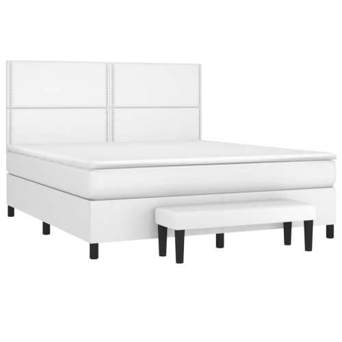 Krevet s oprugama i madracem bijeli 160x200 cm od umjetne kože - Bijela 160 x 200 cm Obično s čavlima Cijena