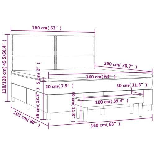 Krevet s oprugama i madracem bijeli 160x200 cm od umjetne kože - Bijela 160 x 200 cm Obično s čavlima Cijena