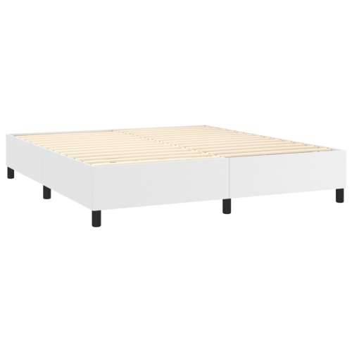 Krevet box spring s madracem LED bijeli 160x200 cm umjetna koža - Bijela 160 x 200 cm Obično s čavlima Cijena
