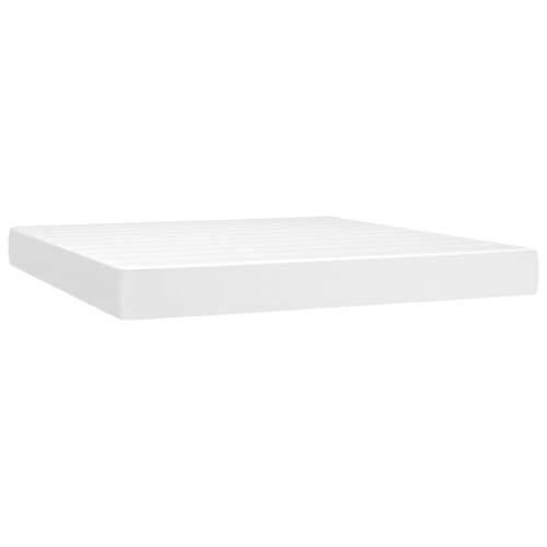 Krevet box spring s madracem LED bijeli 160x200 cm umjetna koža - Bijela 160 x 200 cm Obično s čavlima Cijena