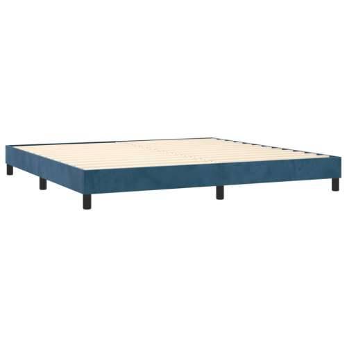 Krevet s oprugama i madracem tamnoplavi 200x200 cm baršunasti - Tamno plava 200 x 200 cm Okomite pruge Cijena