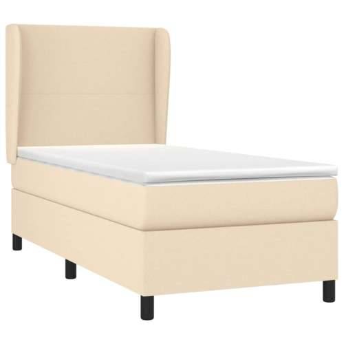 Krevet s oprugama i madracem krem 90 x 190 cm od tkanine - Krema 90 x 190 cm Gladak dizajn Cijena