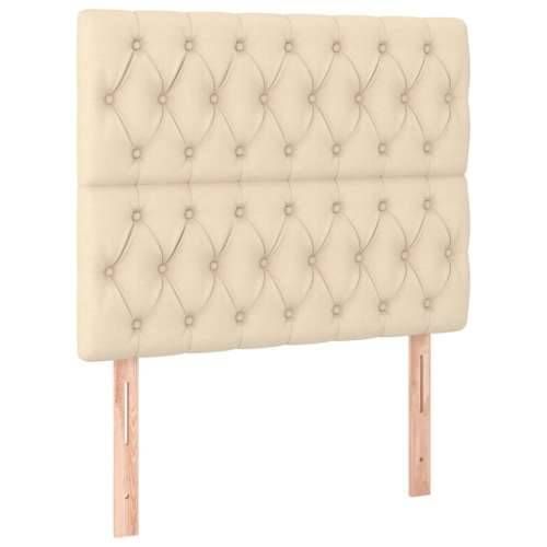 Krevet s oprugama i madracem krem 90 x 190 cm od tkanine - Krema 90 x 190 cm Dizajn s gumbima Cijena