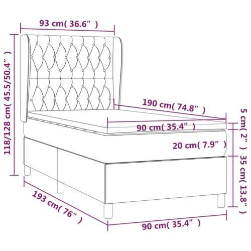 Krevet s oprugama i madracem krem 90 x 190 cm od tkanine - Krema 90 x 190 cm Dizajn s gumbima Cijena