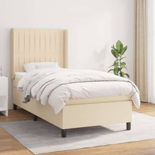Krevet s oprugama i madracem krem 90 x 190 cm od tkanine - Krema 90 x 190 cm Okomite pruge Cijena