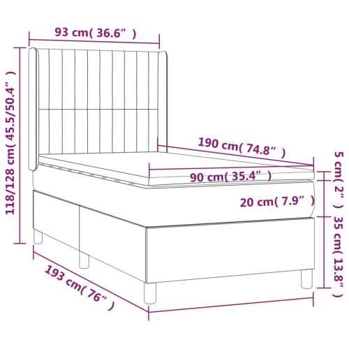Krevet s oprugama i madracem krem 90 x 190 cm od tkanine - Krema 90 x 190 cm Okomite pruge Cijena