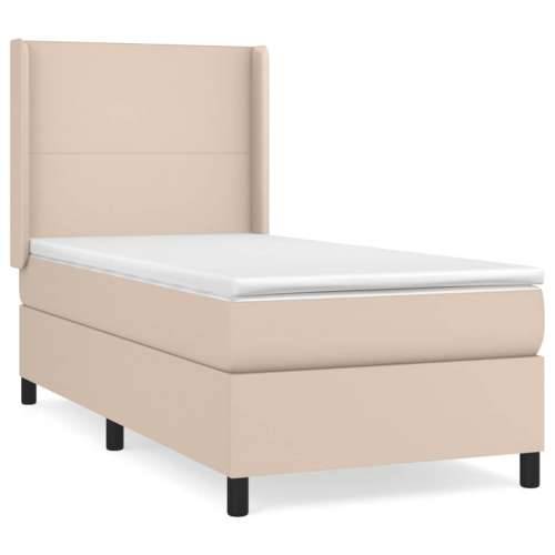 Krevet s oprugama i madrac cappuccino 90x200 cm od umjetne kože - Boja cappuccina 90 x 200 cm Gladak dizajn Cijena