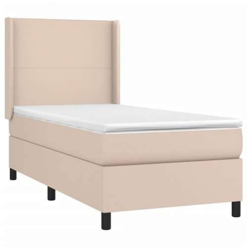 Krevet s oprugama i madrac cappuccino 90x200 cm od umjetne kože - Boja cappuccina 90 x 200 cm Gladak dizajn Cijena