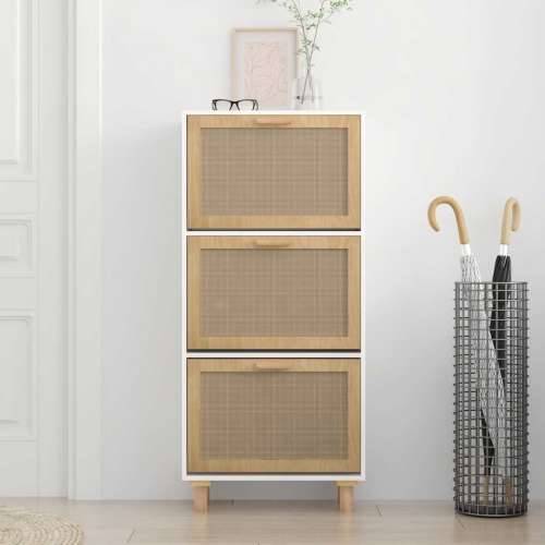 Ormarić za cipele bijeli 52 x 25 x 115 cm drvo i prirodni ratan - Bijela 1 115 cm 25 cm Cijena
