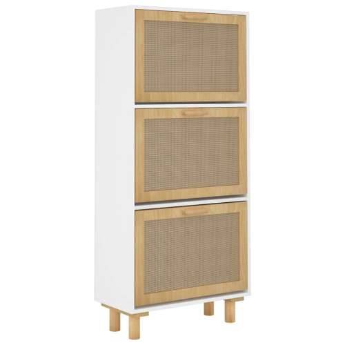 Ormarić za cipele bijeli 52 x 25 x 115 cm drvo i prirodni ratan - Bijela 1 115 cm 25 cm Cijena
