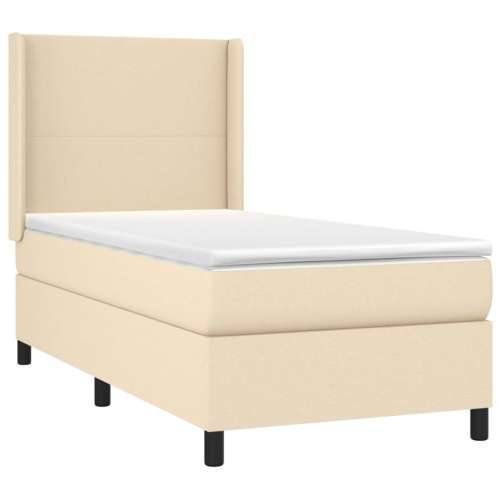 Krevet box spring s madracem LED krem 90x190 cm od tkanine - Krema 90 x 190 cm Gladak dizajn Cijena