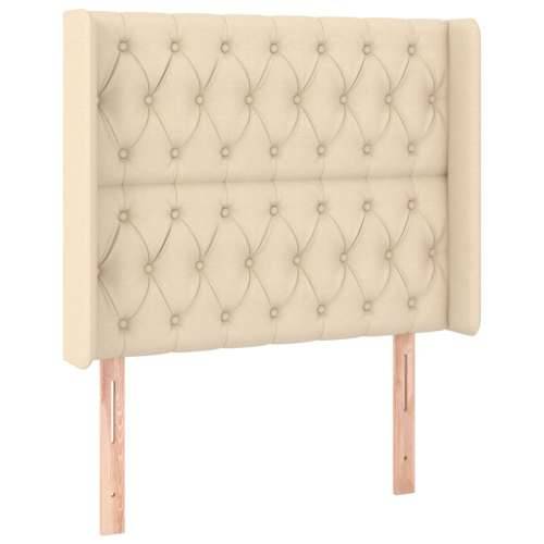 Krevet box spring s madracem LED krem 90x190 cm od tkanine - Krema 90 x 190 cm Dizajn s gumbima Cijena