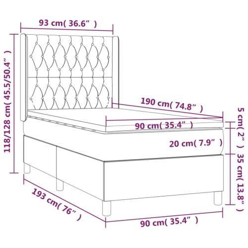 Krevet box spring s madracem LED krem 90x190 cm od tkanine - Krema 90 x 190 cm Dizajn s gumbima Cijena