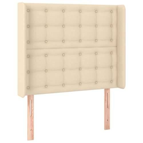 Krevet box spring s madracem LED krem 90x190 cm od tkanine - Krema 90 x 190 cm gumbi Cijena