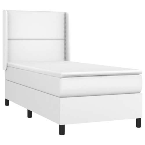 Krevet box spring s madracem LED bijeli 80x200 cm umjetna koža - Bijela 80 x 200 cm Obično s čavlima Cijena