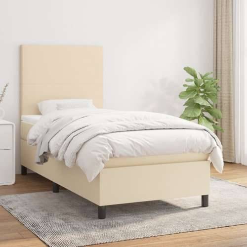 Krevet s oprugama i madracem krem 90 x 190 cm od tkanine - Krema 90 x 190 cm Gladak dizajn Cijena