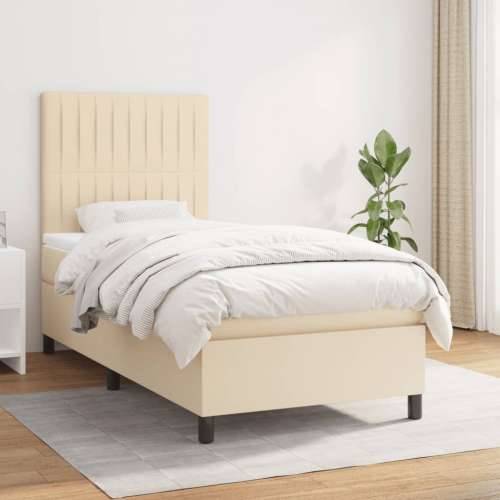 Krevet s oprugama i madracem krem 90 x 190 cm od tkanine - Krema 90 x 190 cm Okomite pruge Cijena