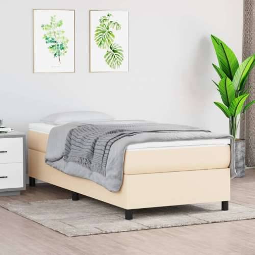 Krevet s oprugama i madracem krem 90 x 190 cm od tkanine - Krema 90 x 190 cm 35 cm Cijena