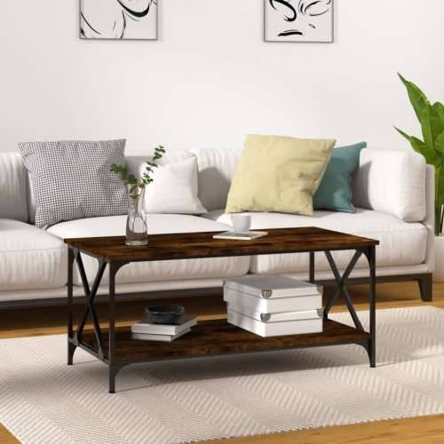 Stolić za kavu boja hrasta 100x50x45 cm od drva i željeza - Dimljeni hrast 1 100 cm 50 cm Cijena