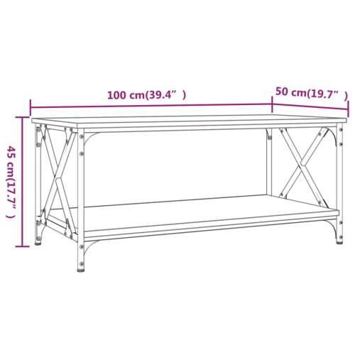 Stolić za kavu boja hrasta 100x50x45 cm od drva i željeza - Dimljeni hrast 1 100 cm 50 cm Cijena