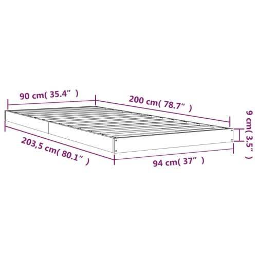 Okvir za krevet sivi 90 x 200 cm od masivne borovine Cijena