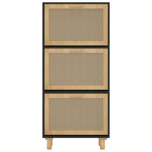Ormarić za cipele crni 52 x 25 x 115 cm drvo i prirodni ratan - Crna 1 115 cm 25 cm Cijena