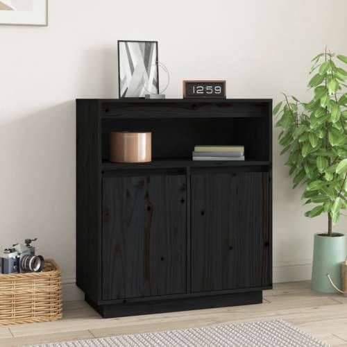 Komoda crna 70 x 34 x 80 cm od masivne borovine - Crna 1 Cijena