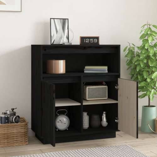 Komoda crna 70 x 34 x 80 cm od masivne borovine - Crna 1 Cijena