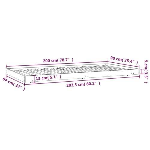 Okvir kreveta bez madraca bijeli 90 x 200 cm masivna borovina - Bijela 90 x 200 cm Cijena