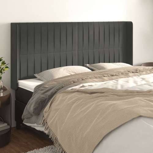Uzglavlje s ušima tamnosivo 203x16x118/128 cm baršunasto - Tamno siva 203 x 16 x 118/128 cm 1 Cijena