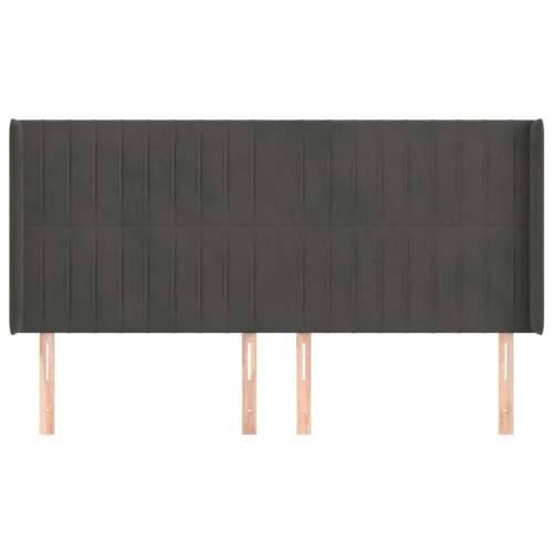 Uzglavlje s ušima tamnosivo 203x16x118/128 cm baršunasto - Tamno siva 203 x 16 x 118/128 cm 1 Cijena