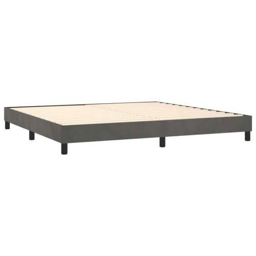 Krevet s oprugama i madracem tamnosivi 200x200 cm baršunasti - Tamno siva 200 x 200 cm Okomite pruge Cijena