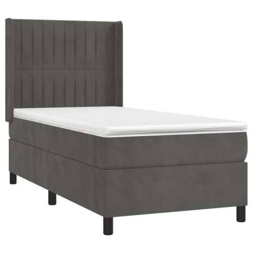 Box spring krevet s madracem tamnosivi 100x200 cm baršunasti - Tamno siva 100 x 200 cm Okomite pruge Cijena