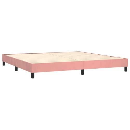 Krevet box spring s madracem LED ružičasti 200x200cm baršunasti - Ružičasta 200 x 200 cm Okomite pruge Cijena